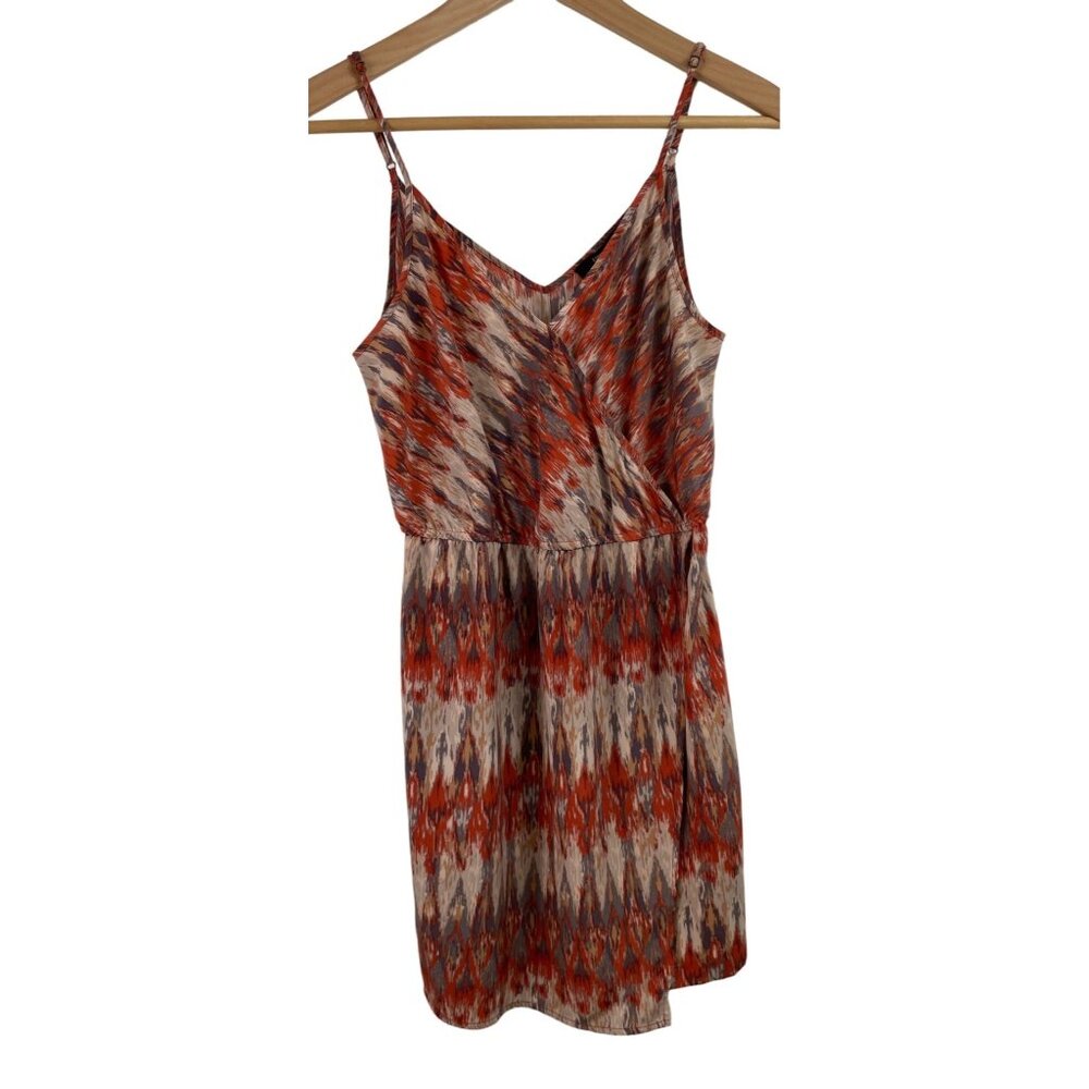 Forever 21 Womens Size Medium Orange V-neck Crossover Chest Mini Wrap Dress